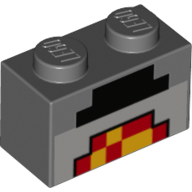 Brick 1 × 2 with Pixelated Lit Forge Print Dunkelblaugrau
