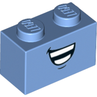 Brick 1 × 2 with Smile Print Medium Blue