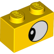 Brick 1 × 2 with Large Eye print Gelb