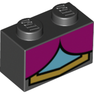 Brick 1 × 2 with Cape, Dress print Schwarz