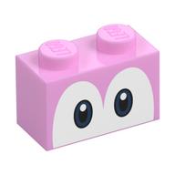 Brick 1 × 2 with Blue Eyes (Yoshi) Print Bright Pink