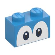 Brick 1 × 2 with Blue Eyes (Yoshi) Print Dark Azure
