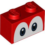 Brick 1 × 2 with Blue Eyes (Yoshi) Print Rot