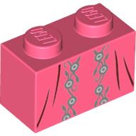 Brick 1 × 2 with Dress, Grey Decorations print Coral