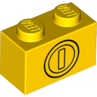 Brick 1 × 2 with Coin Print Gelb