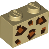 Brick 1 × 2 with Angular Animal Spots Print Tan