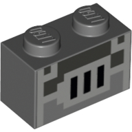 Brick 1 × 2 with Pixelated Furnace Grill Print Dunkelblaugrau