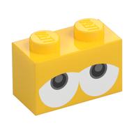 Brick 1 × 2 with Drooping Eyes (Yoshi) Print Yellow