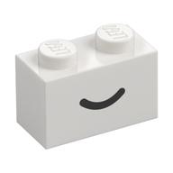 Brick 1 × 2 with Black Curved Line / Smile print White