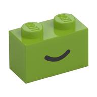 Brick 1 × 2 with Black Curved Line / Smile print