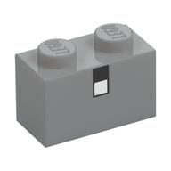 Brick 1 × 2 with Black and White Square print Hellblaugrau