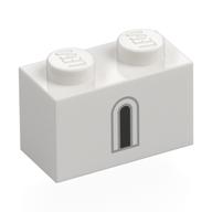 Brick 1 × 2 with Light Bluish Grey/Black Window print White