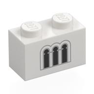 Brick 1 × 2 with Light Bluish Grey/Black Windows print White