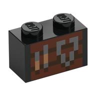 Brick 1 × 2 with Pixelated Tools on Wood print Schwarz