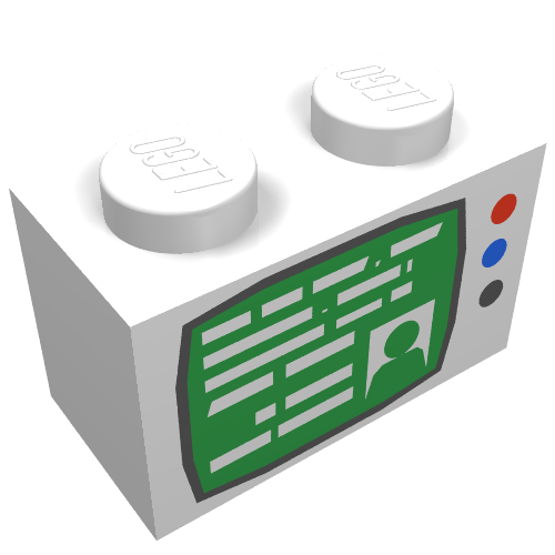 Brick 1 × 2 with TV Screen and 3 Buttons Print