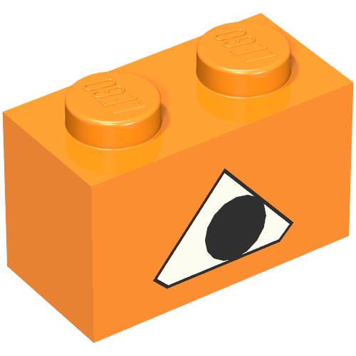 Brick 1 × 2 with Pumpkin Jack O' Lantern Eye Print Orange
