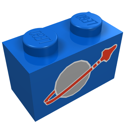 Brick 1 × 2 with Classic Space Logo Print