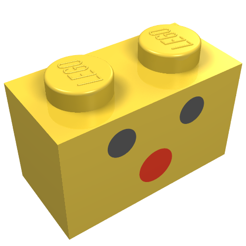 Brick 1 × 2 with Red / Black Three-Dot Face Print