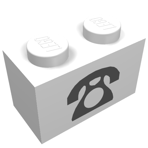Brick 1 × 2 with Telephone Print Weiß