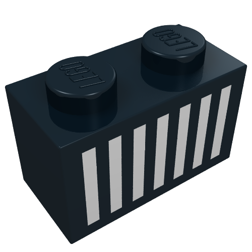 Brick 1 × 2 with White Grill Print Schwarz