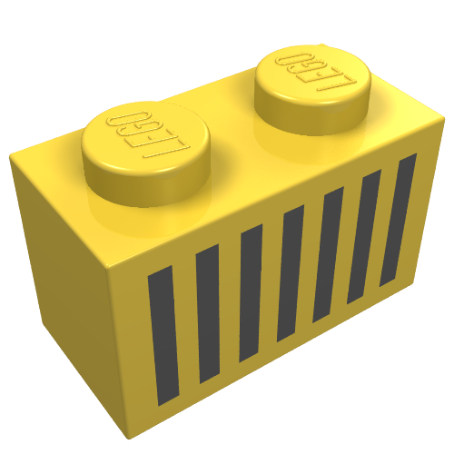 Brick 1 × 2 with Black Grill Print Gelb