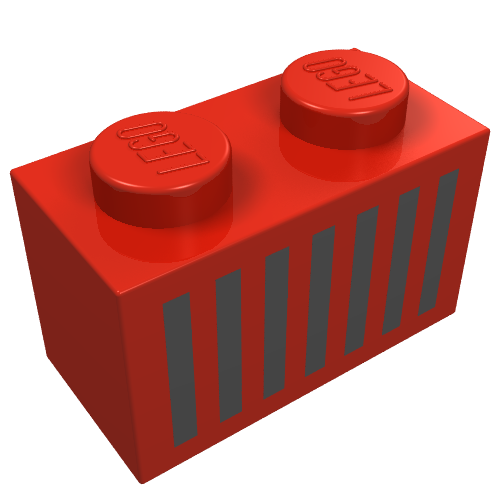 Brick 1 × 2 with Black Grill Print Rot
