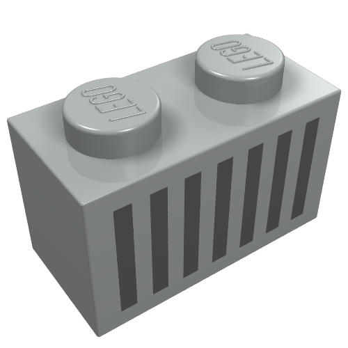 Brick 1 × 2 with Black Grill Print Hellgrau