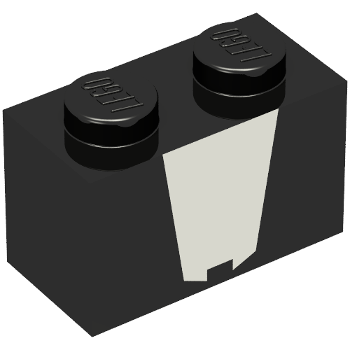 Brick 1 × 2 with White Shape Print (Venom) Black