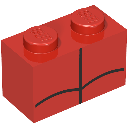 Brick 1 × 2 with Black Lines Print (Spiderman) Red