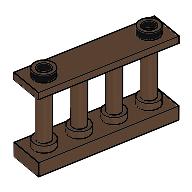 Fence Spindled 1 × 4 × 2 [2 Top Studs] Brown