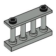 Fence Spindled 1 × 4 × 2 [2 Top Studs] Light Gray