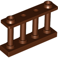 Fence Spindled 1 × 4 × 2 [2 Top Studs] Reddish Brown
