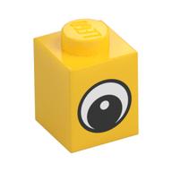 Brick 1 × 1 with Simple Black Eye with White Pupil Print Yellow
