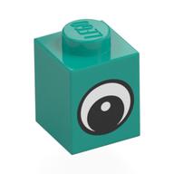 Brick 1 × 1 with Simple Black Eye with White Pupil Print Dunkeltürkis