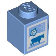Brick 1 × 1 with Milk Carton, Cow, Print