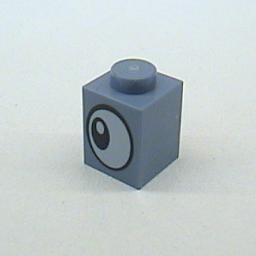 Brick 1 × 1 with Eye Sideways Print on Two Sides Sand Blue