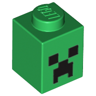 Brick 1 × 1 with Minecraft Micro Mob Creeper Face Print Green