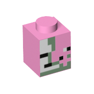 Brick 1 × 1 with Minecraft Zombie Pigman Face Print Leuchtrosa