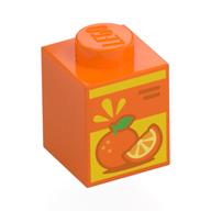 Brick 1 × 1 with Orange Juice Box print Orange