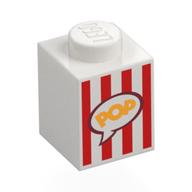 Brick 1 × 1 with Popcorn Bucket print