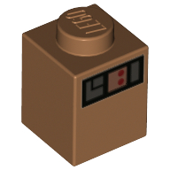Brick 1 × 1 with Name Tag, Control Panel print Medium Nougat