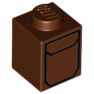 Brick 1 × 1 with Jacket Pocket print Reddish Brown