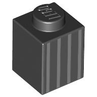 Brick 1 × 1 with 4 Light Bluish Gray Lines print Black