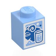 Brick 1 × 1 with Blue Milk / Bantha Carton Print Leuchtendes Hellblau