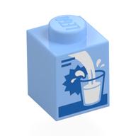 Brick 1 × 1 with Milk Carton, Filling Glass print Leuchtendes Hellblau