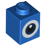 Brick 1 × 1 with White/Dark Blue Eye Blau