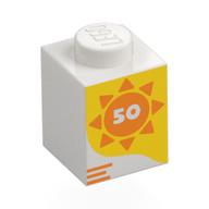 Brick 1 × 1 with Orange Sun, '50' on Yellow Background print