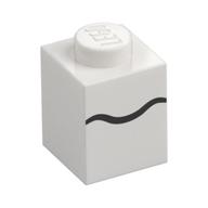 Brick 1 × 1 with Black Scribble Line print White