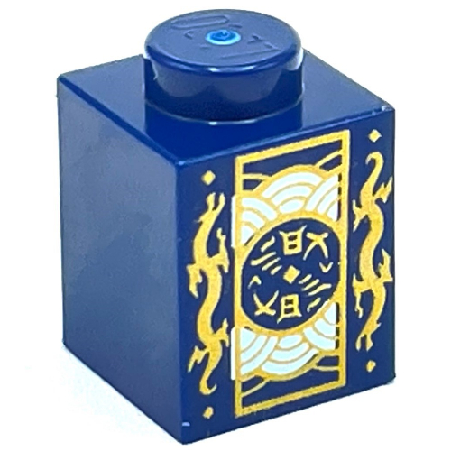 Brick 1 × 1 with Tea Bags Print in Dark Blue