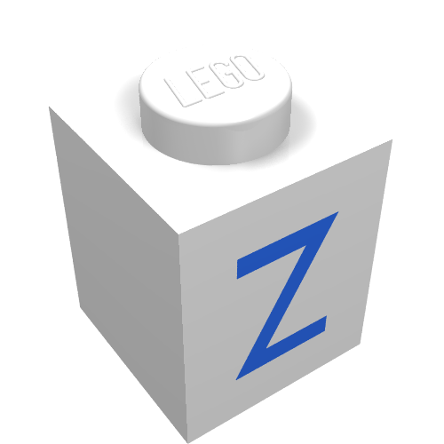 Brick 1 × 1 with Blue Z Print White